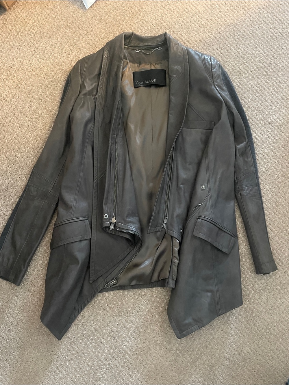 Yigal Azrouel Draped Leather Jacket - dark grey
